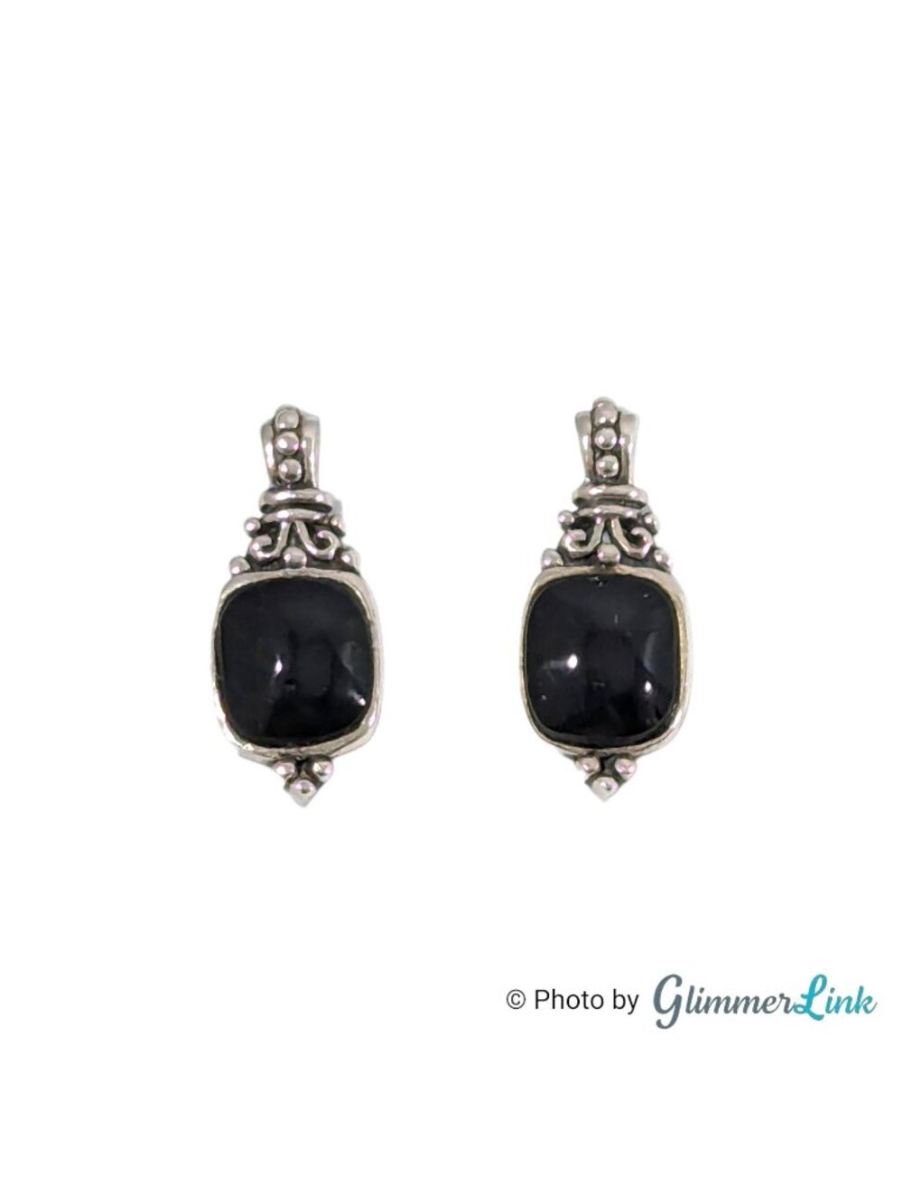 Vintage Marsala 925 Sterling Silver Black Onyx Drop Earrings
